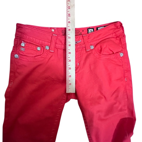 Miss Me Skinny Jeans Women 26 Red JP5335S8 Embroidered Rhinestone Pockets - Picture 9 of 14